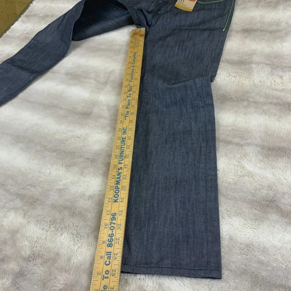 Levis 511‎ Skinny Fit Coated Indigo Neon Green Stitch Jeans 16 Reg 28x28 NEW